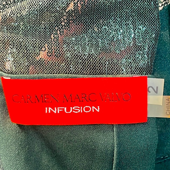 Carmen Marc Valvo Infusion Green Sequined Long Sleeve Sheath Dress Size 2 - Picture 10 of 11